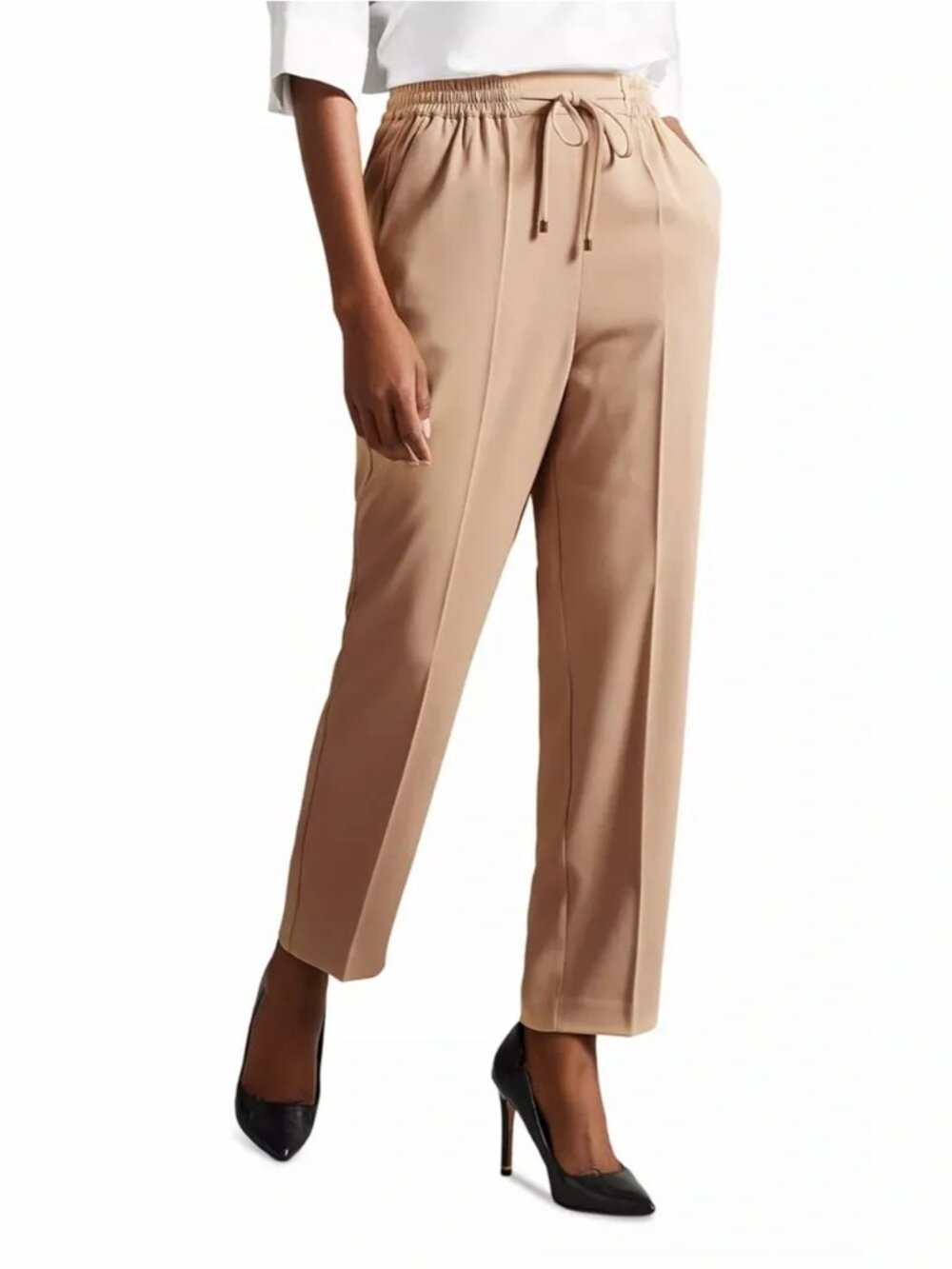 TED BAKER Camel Laurai Slim Cut Trousers Womens 3 Converts to US 8